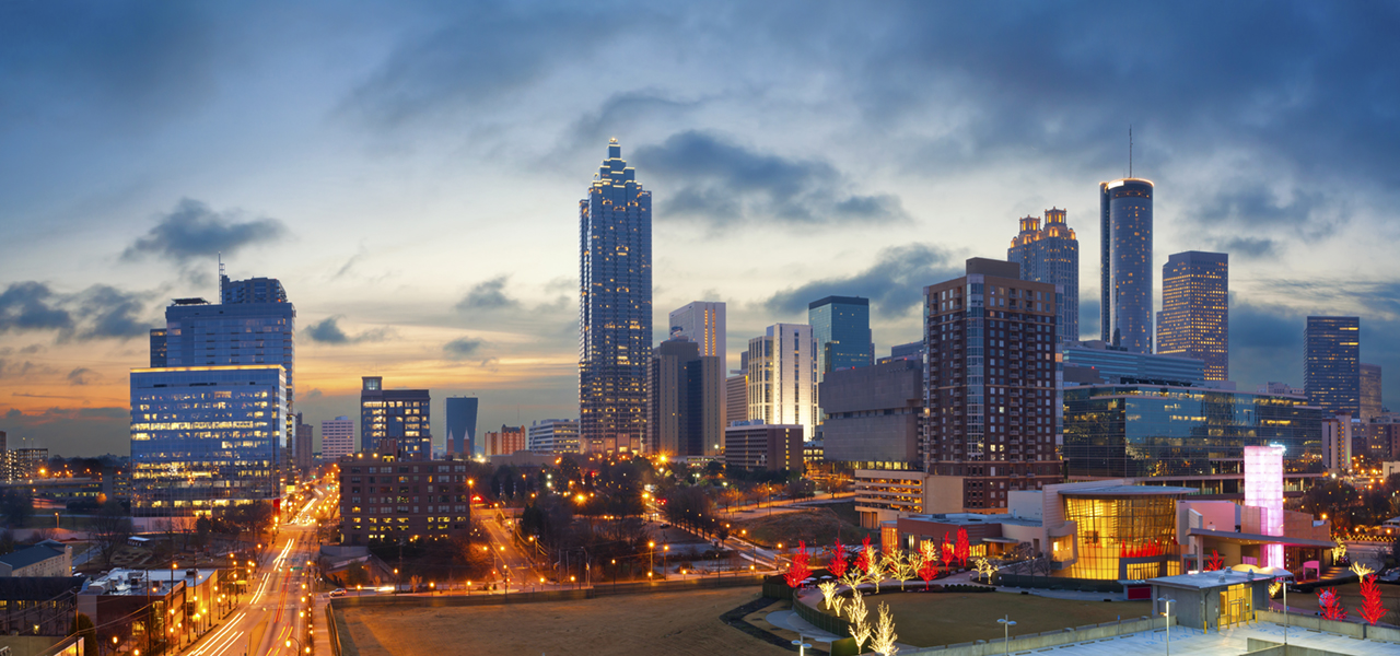 Cityscape-of-at-sunset